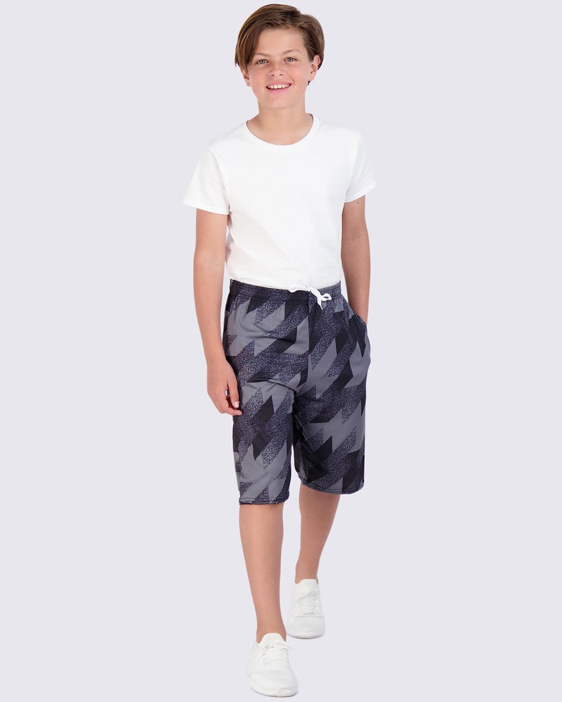REALESSENTIALS Real Essentials 5-Pack Boys' Dry-Fit Active Athletic Performance Basketball Shorts with Pockets, L (12-14) - Image 5